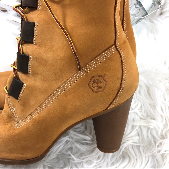 Timberland lace up Chunky Heel Nubuck boots 8.5 - Picture 5 of 8